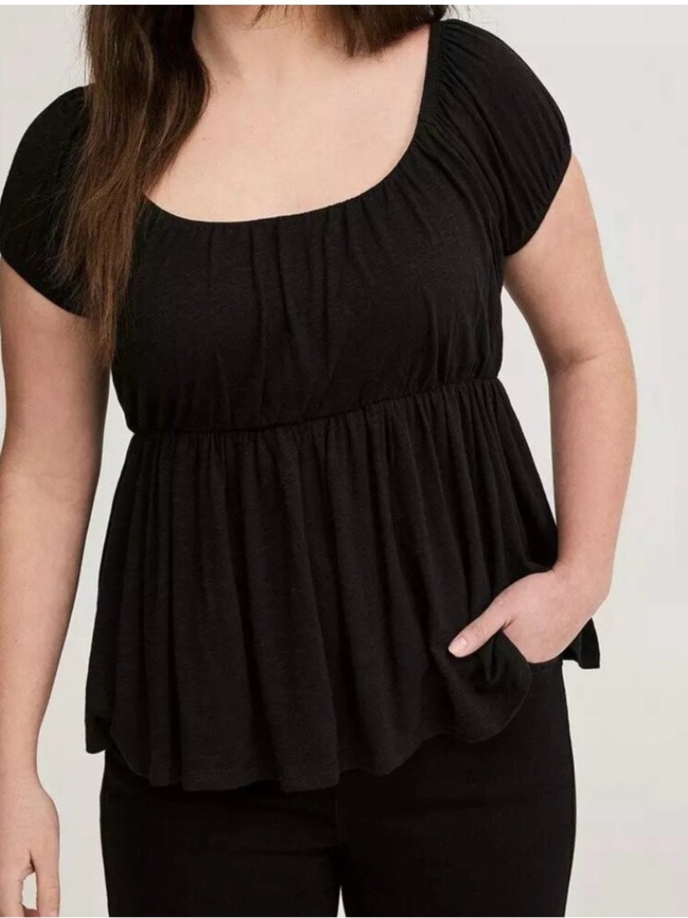 NWT Torrid Vintage Scoop Neck Cap Sleeve Shirred Babydoll Top size 4x (26)